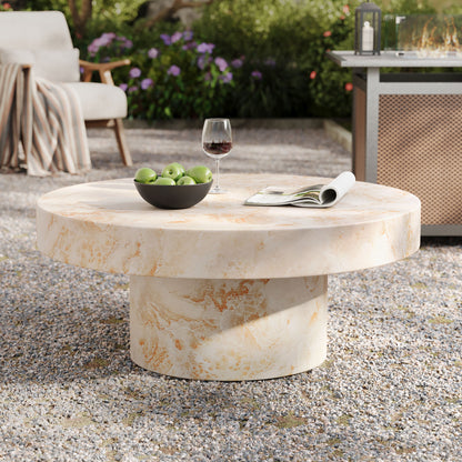 Alora Indoor - Outdoor Patio Concrete Round Coffee Table in Honey Onyx by Modway (7091)
