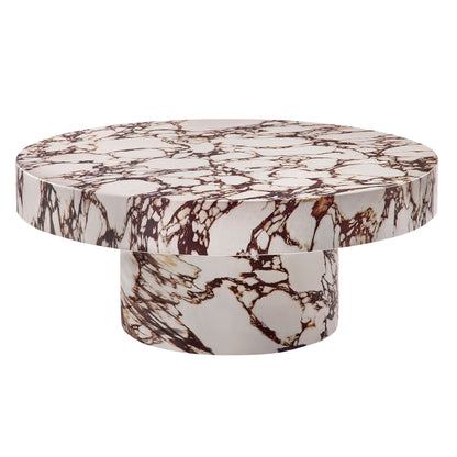 Alora Indoor - Outdoor Patio Concrete Round Coffee Table in Red Marble by Modway (7091)