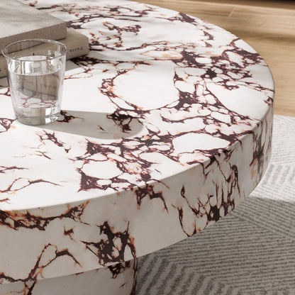 Alora Indoor - Outdoor Patio Concrete Round Coffee Table in Red Marble by Modway (7091)
