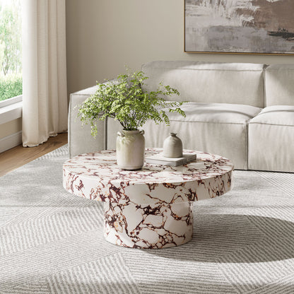 Alora Indoor - Outdoor Patio Concrete Round Coffee Table in Red Marble by Modway (7091)
