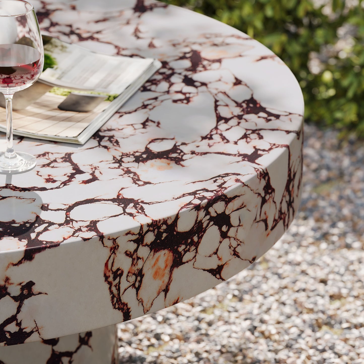 Alora Indoor - Outdoor Patio Concrete Round Coffee Table in Red Marble by Modway (7091)