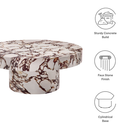 Alora Indoor - Outdoor Patio Concrete Round Coffee Table in Red Marble by Modway (7091)