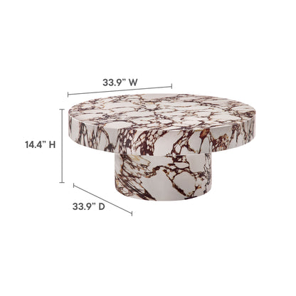 Alora Indoor - Outdoor Patio Concrete Round Coffee Table in Red Marble by Modway (7091)