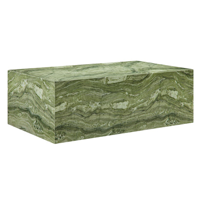 Jordana Square Plinth Indoor - Outdoor Patio Concrete Coffee Table in Green Marble by Modway (7095)
