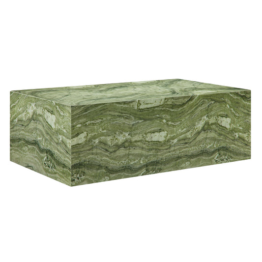Jordana Square Plinth Indoor - Outdoor Patio Concrete Coffee Table in Green Marble by Modway (7095)