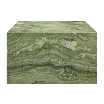 Jordana Square Plinth Indoor - Outdoor Patio Concrete Coffee Table in Green Marble by Modway (7095)
