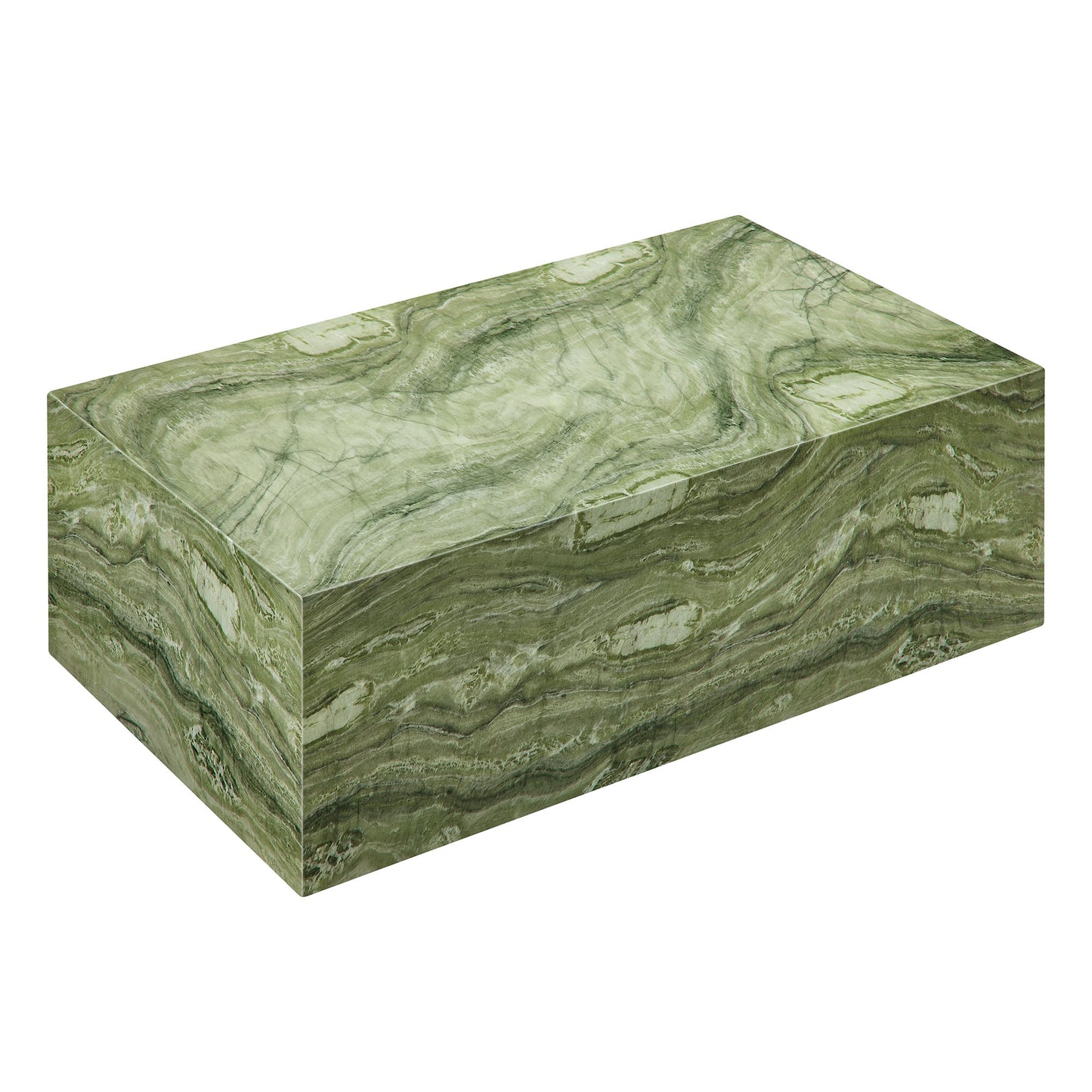 Jordana Square Plinth Indoor - Outdoor Patio Concrete Coffee Table in Green Marble by Modway (7095)
