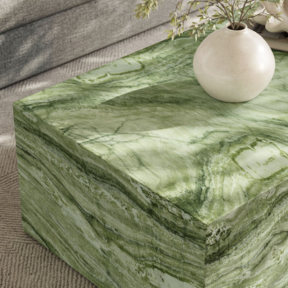 Jordana Square Plinth Indoor - Outdoor Patio Concrete Coffee Table in Green Marble by Modway (7095)