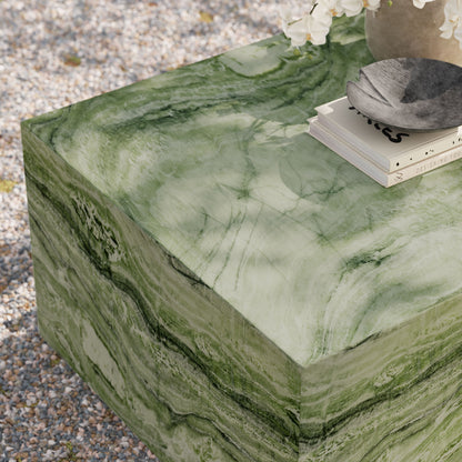 Jordana Square Plinth Indoor - Outdoor Patio Concrete Coffee Table in Green Marble by Modway (7095)