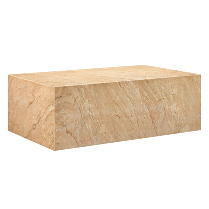 Jordana Square Plinth Indoor - Outdoor Patio Concrete Coffee Table in Travertine by Modway (7095)