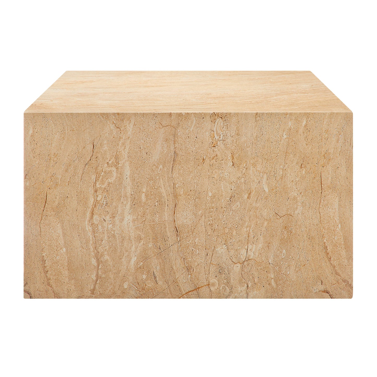 Jordana Square Plinth Indoor - Outdoor Patio Concrete Coffee Table in Travertine by Modway (7095)