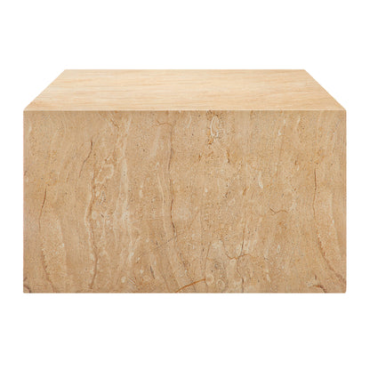 Jordana Square Plinth Indoor - Outdoor Patio Concrete Coffee Table in Travertine by Modway (7095)