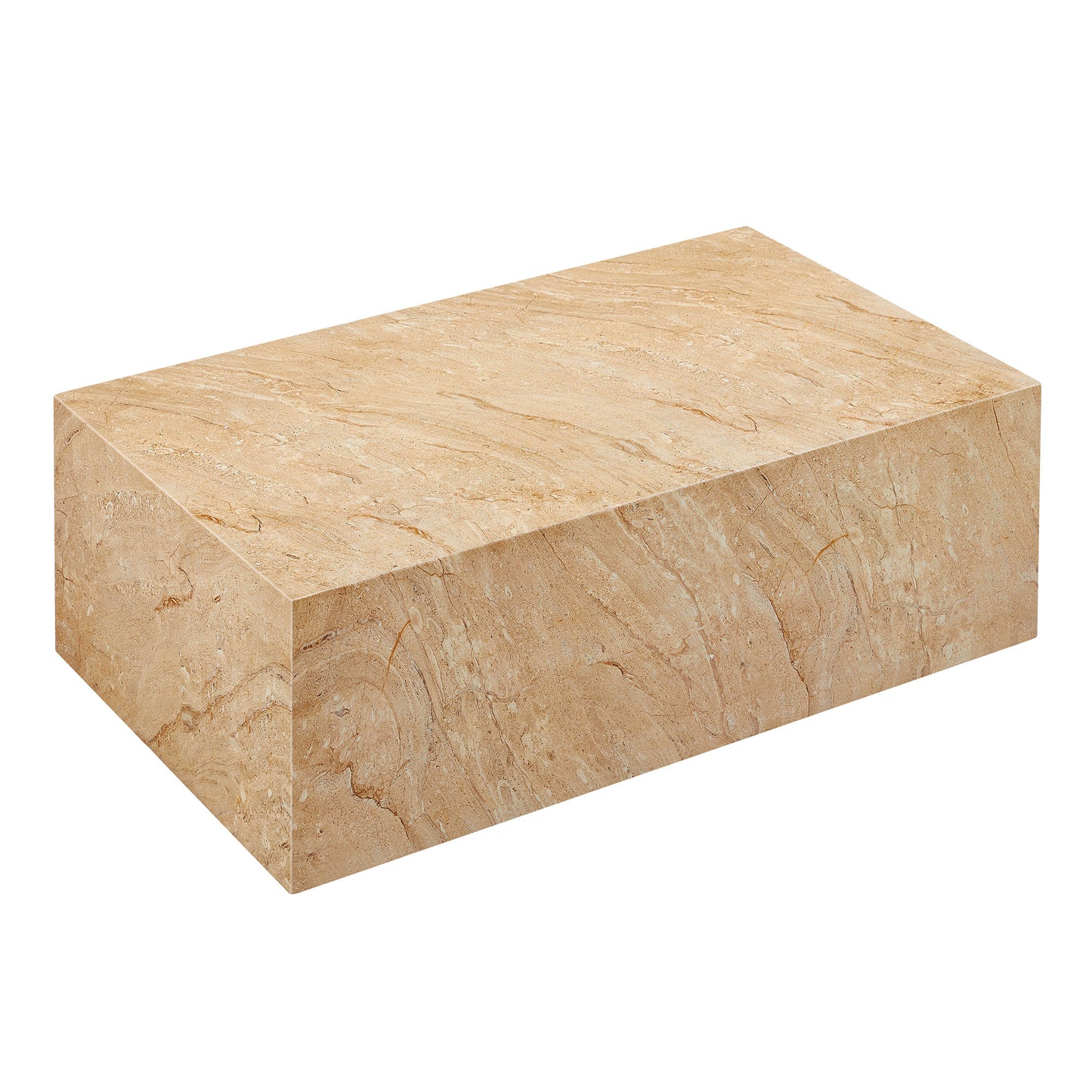Jordana Square Plinth Indoor - Outdoor Patio Concrete Coffee Table in Travertine by Modway (7095)