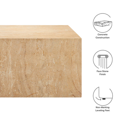 Jordana Square Plinth Indoor - Outdoor Patio Concrete Coffee Table in Travertine by Modway (7095)