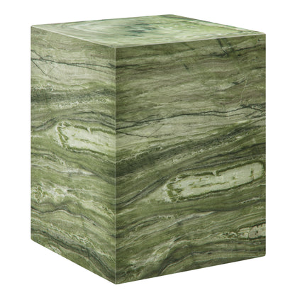 Jordana Square Plinth Indoor - Outdoor Patio Concrete Side Table in Green Marble by Modway (7096)