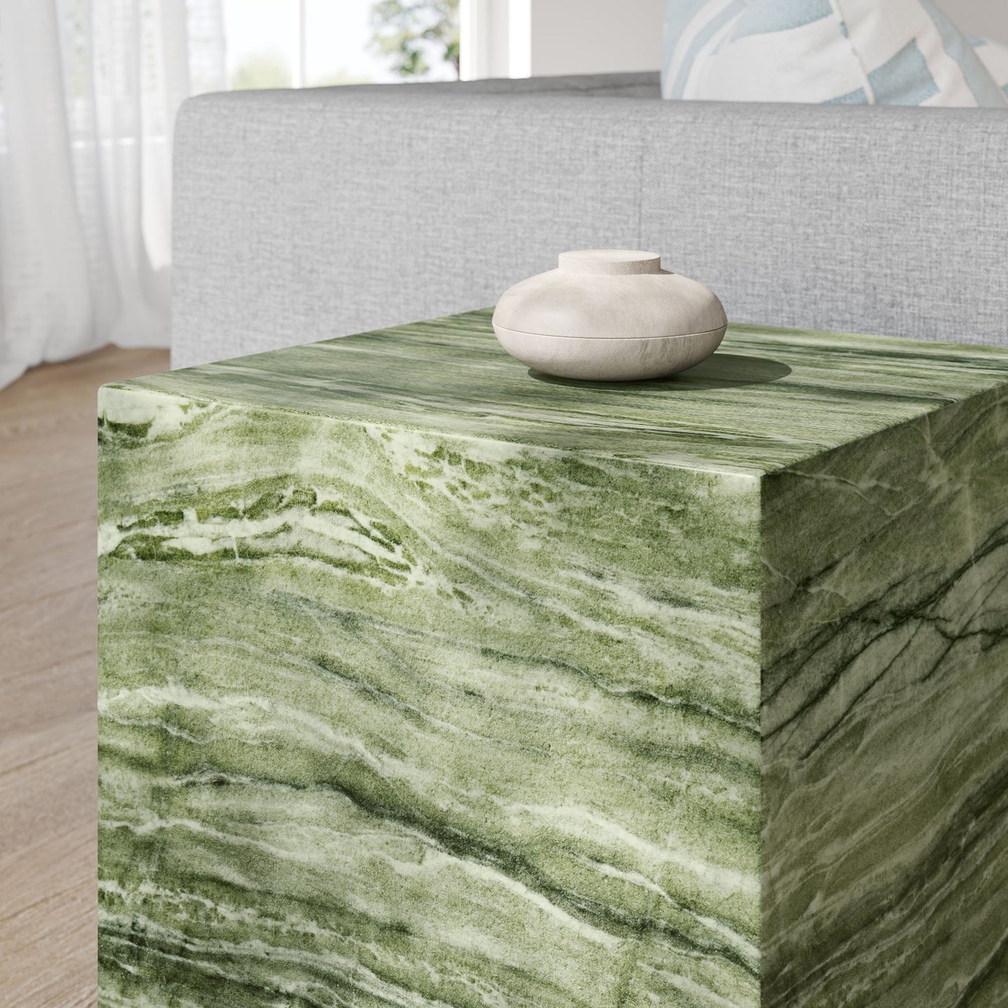 Jordana Square Plinth Indoor - Outdoor Patio Concrete Side Table in Green Marble by Modway (7096)