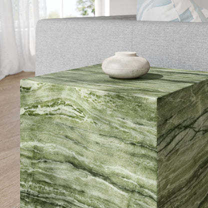 Jordana Square Plinth Indoor - Outdoor Patio Concrete Side Table in Green Marble by Modway (7096)