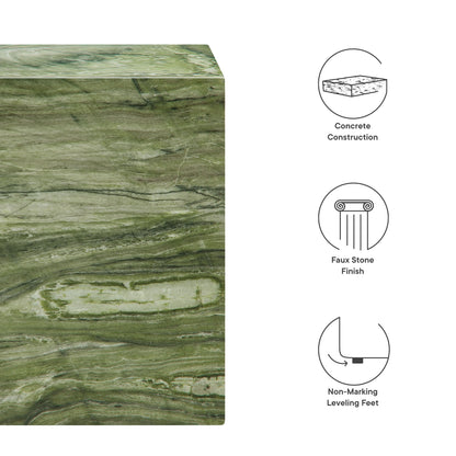 Jordana Square Plinth Indoor - Outdoor Patio Concrete Side Table in Green Marble by Modway (7096)