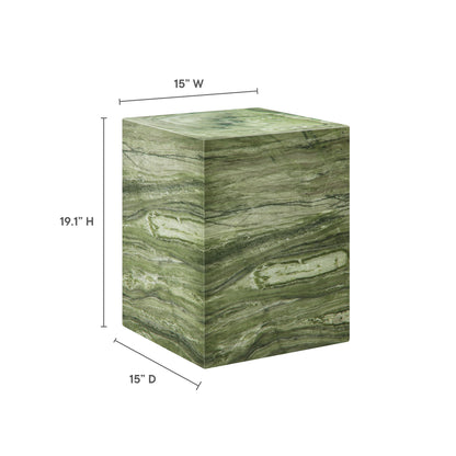 Jordana Square Plinth Indoor - Outdoor Patio Concrete Side Table in Green Marble by Modway (7096)