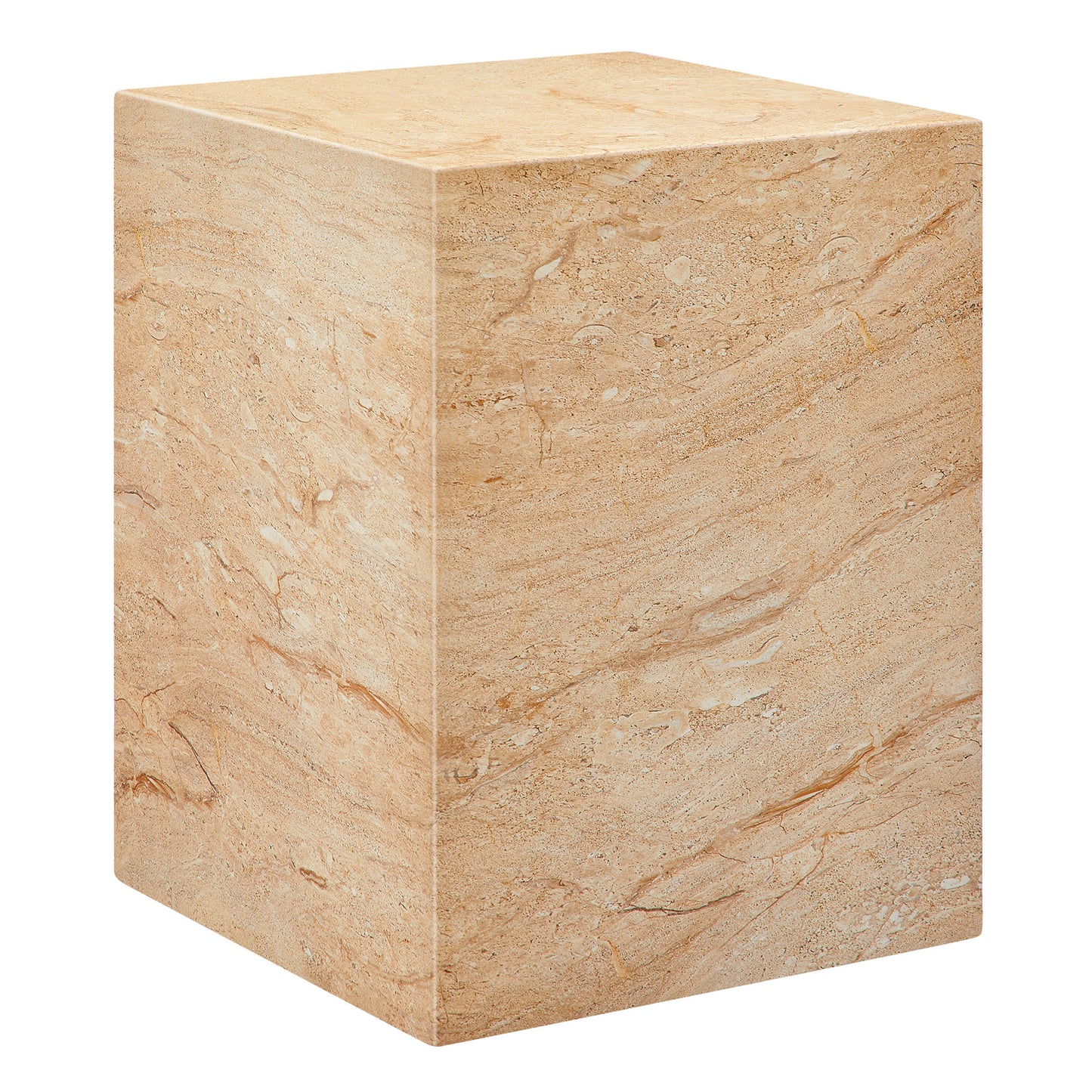 Jordana Square Plinth Indoor - Outdoor Patio Concrete Side Table in Travertine by Modway (7096)