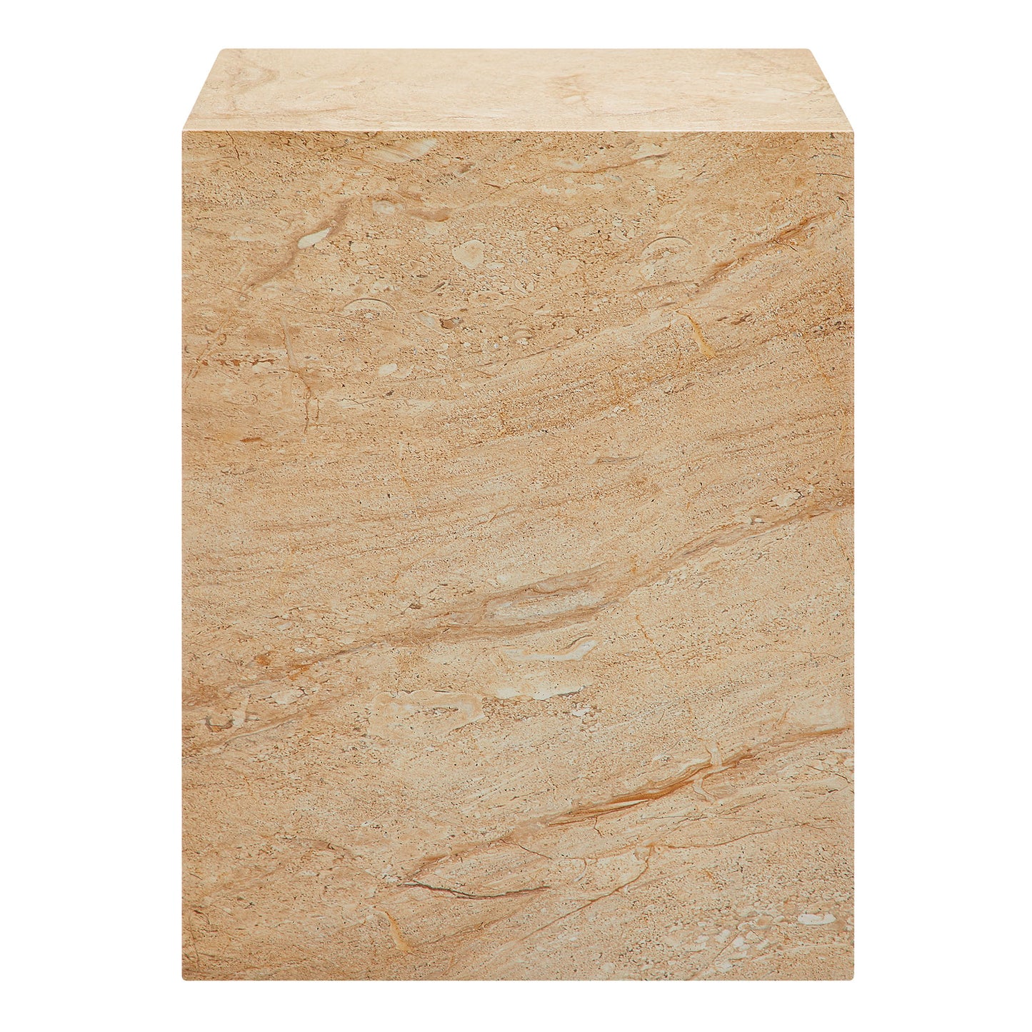 Jordana Square Plinth Indoor - Outdoor Patio Concrete Side Table in Travertine by Modway (7096)