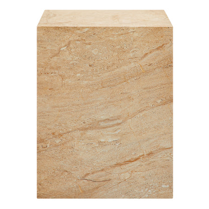 Jordana Square Plinth Indoor - Outdoor Patio Concrete Side Table in Travertine by Modway (7096)