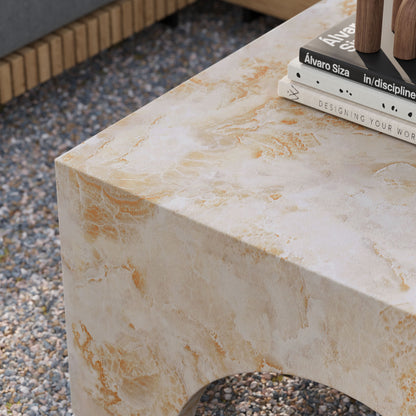 Valen Indoor - Outdoor Patio Arched Concrete Coffee Table in Honey Onyx by Modway (7097)