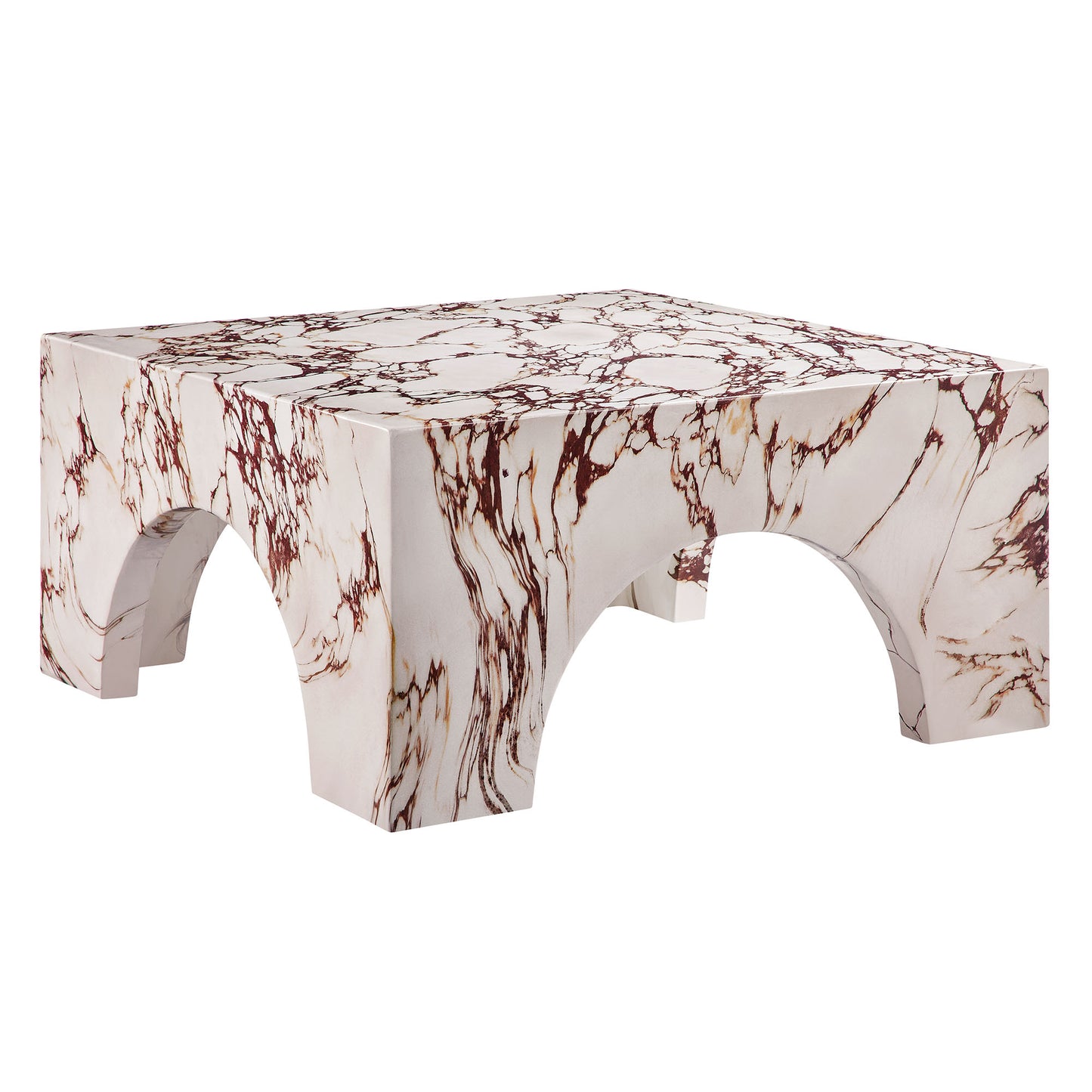 Valen Indoor - Outdoor Patio Arched Concrete Coffee Table in Red Marble by Modway (7097)
