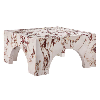 Valen Indoor - Outdoor Patio Arched Concrete Coffee Table in Red Marble by Modway (7097)