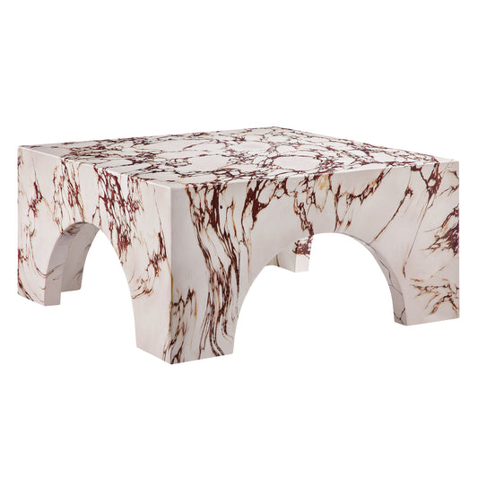 Valen Indoor - Outdoor Patio Arched Concrete Coffee Table in Red Marble by Modway (7097)