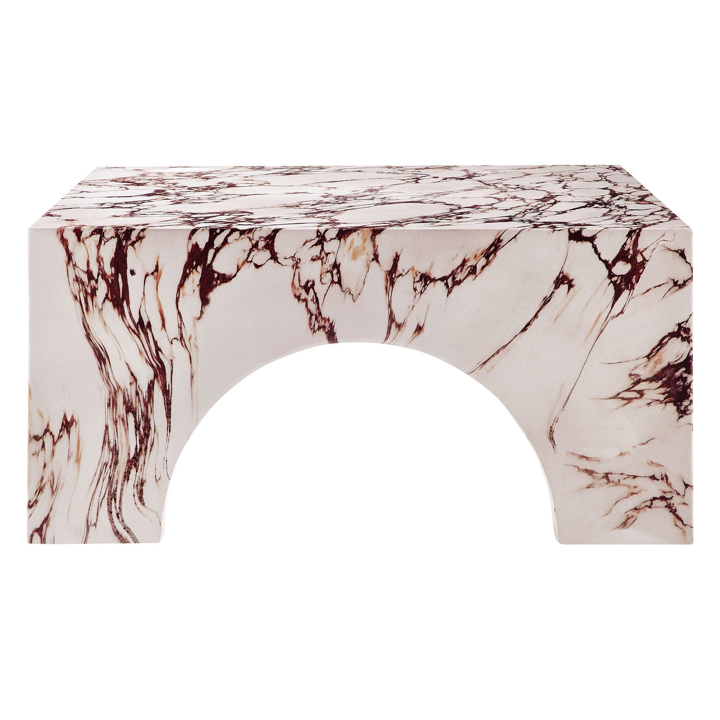 Valen Indoor - Outdoor Patio Arched Concrete Coffee Table in Red Marble by Modway (7097)