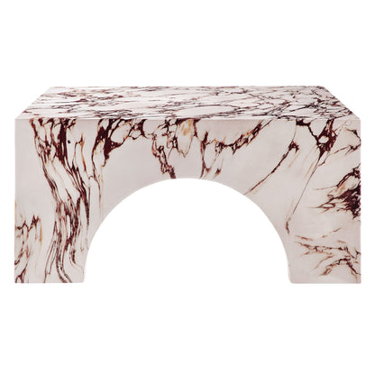 Valen Indoor - Outdoor Patio Arched Concrete Coffee Table in Red Marble by Modway (7097)