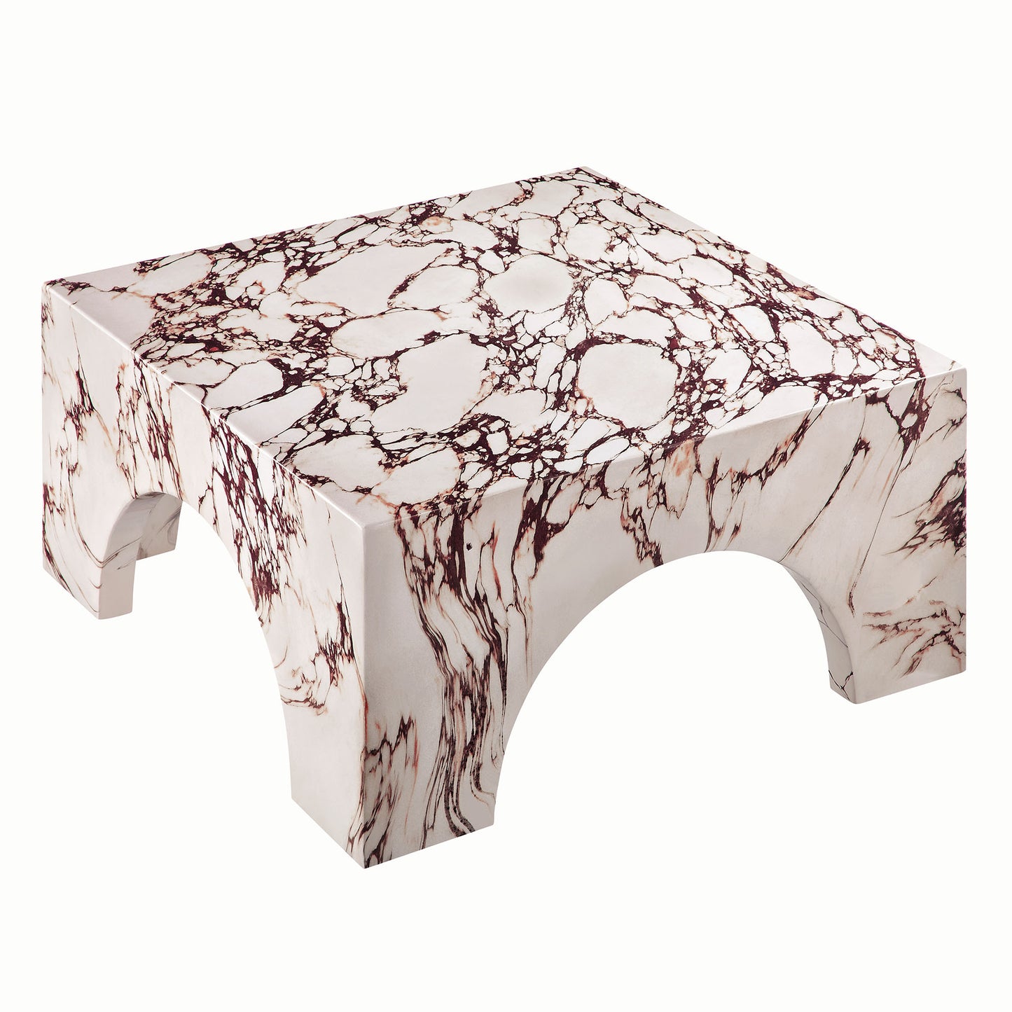 Valen Indoor - Outdoor Patio Arched Concrete Coffee Table in Red Marble by Modway (7097)