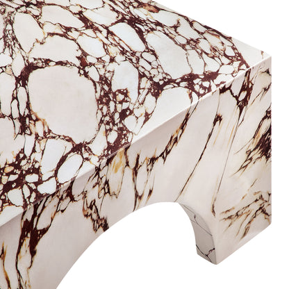Valen Indoor - Outdoor Patio Arched Concrete Coffee Table in Red Marble by Modway (7097)