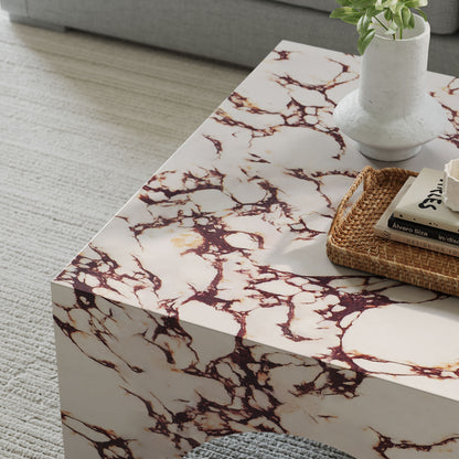 Valen Indoor - Outdoor Patio Arched Concrete Coffee Table in Red Marble by Modway (7097)