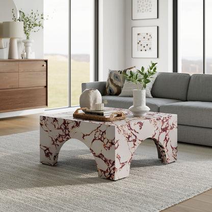 Valen Indoor - Outdoor Patio Arched Concrete Coffee Table in Red Marble by Modway (7097)