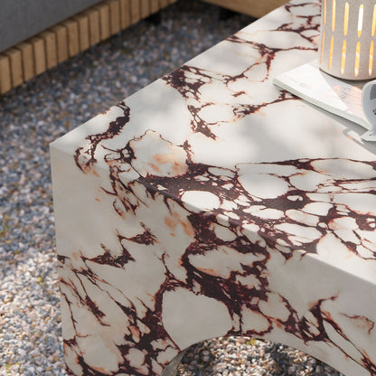 Valen Indoor - Outdoor Patio Arched Concrete Coffee Table in Red Marble by Modway (7097)