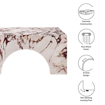 Valen Indoor - Outdoor Patio Arched Concrete Coffee Table in Red Marble by Modway (7097)