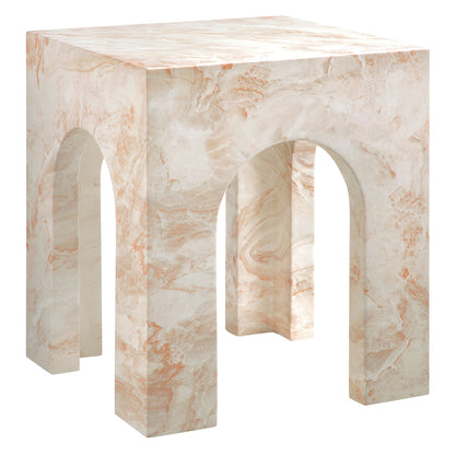 Valen Square Indoor - Outdoor Patio Arched Concrete Side Table in Honey Onyx by Modway (7098)