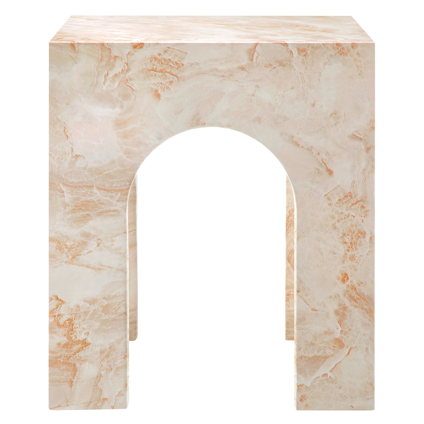 Valen Square Indoor - Outdoor Patio Arched Concrete Side Table in Honey Onyx by Modway (7098)