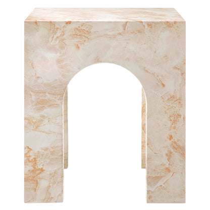 Valen Square Indoor - Outdoor Patio Arched Concrete Side Table in Honey Onyx by Modway (7098)