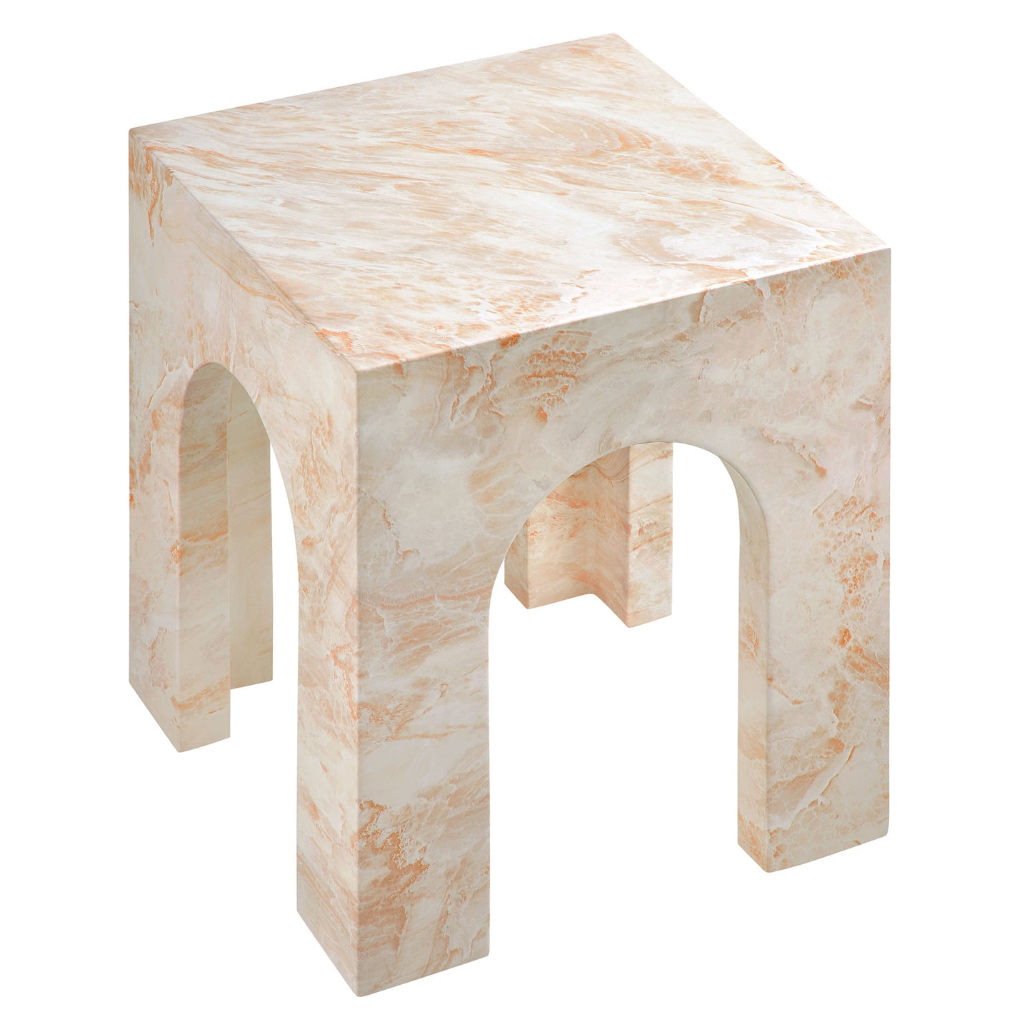 Valen Square Indoor - Outdoor Patio Arched Concrete Side Table in Honey Onyx by Modway (7098)