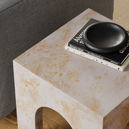 Valen Square Indoor - Outdoor Patio Arched Concrete Side Table in Honey Onyx by Modway (7098)