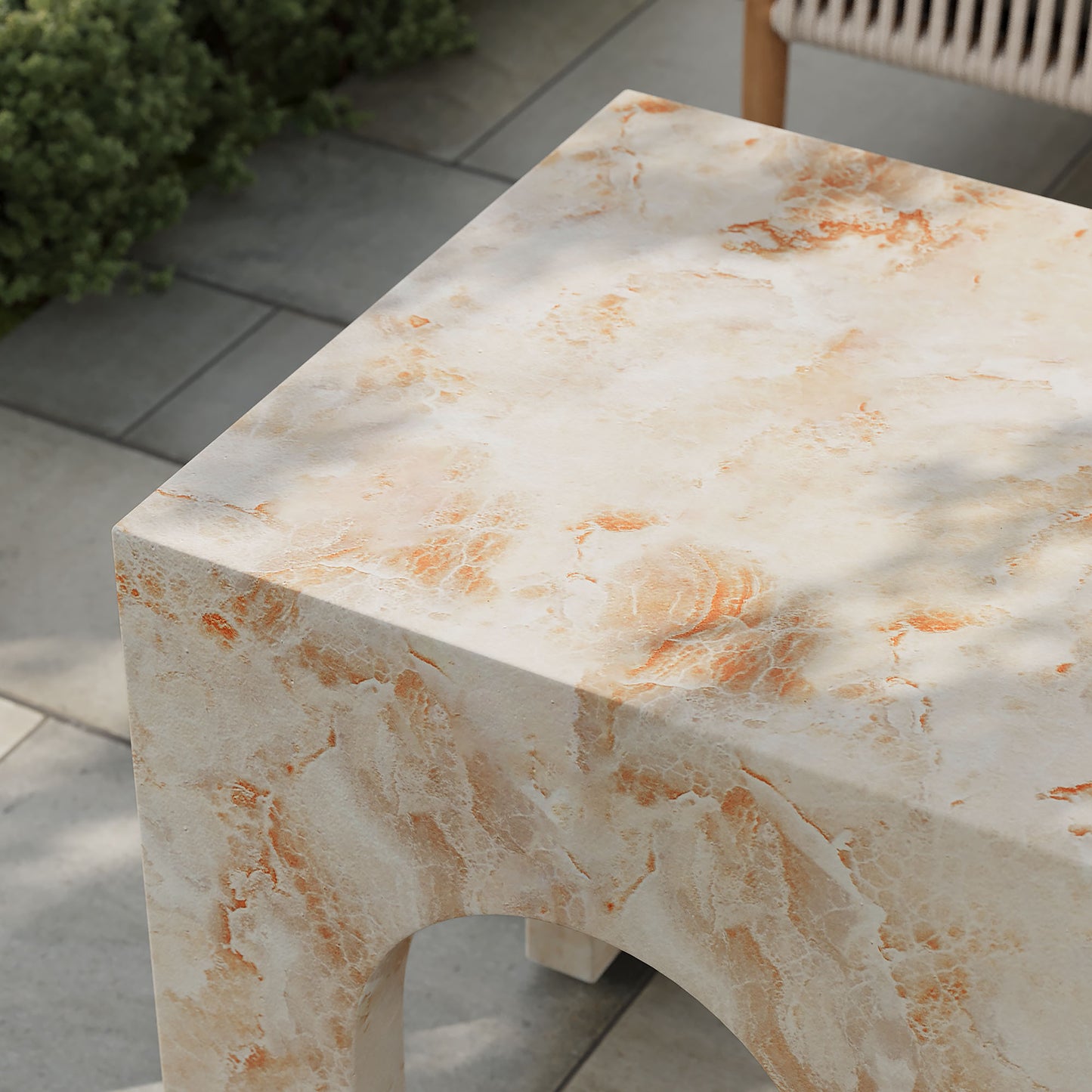 Valen Square Indoor - Outdoor Patio Arched Concrete Side Table in Honey Onyx by Modway (7098)