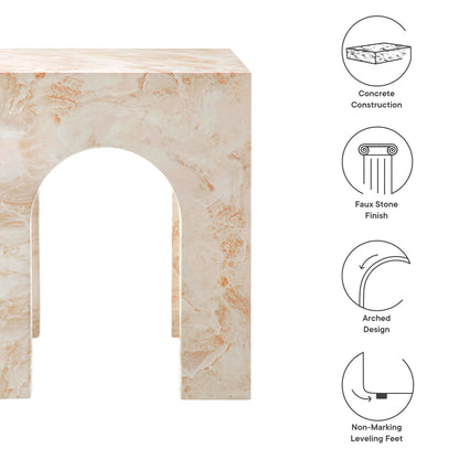 Valen Square Indoor - Outdoor Patio Arched Concrete Side Table in Honey Onyx by Modway (7098)