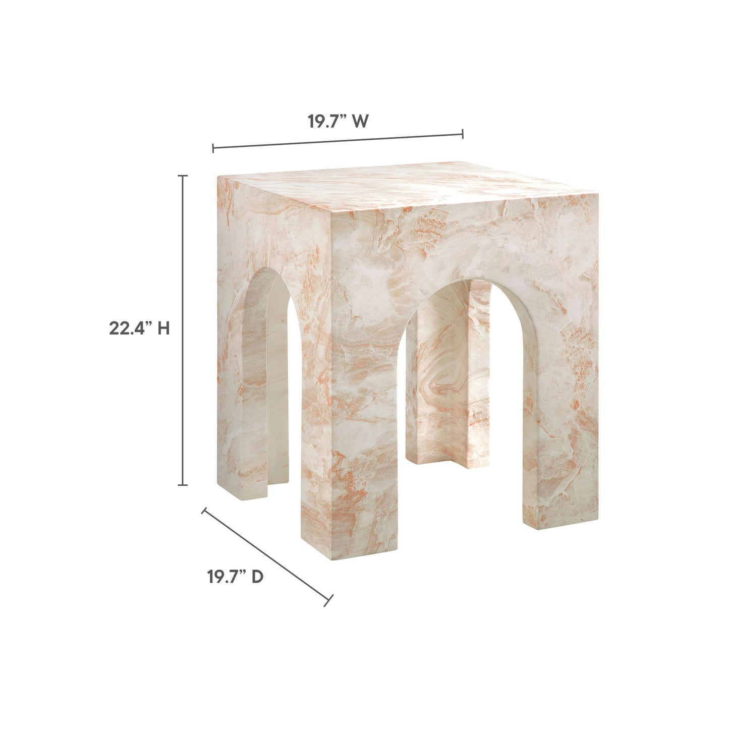 Valen Square Indoor - Outdoor Patio Arched Concrete Side Table in Honey Onyx by Modway (7098)