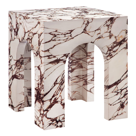 Valen Square Indoor - Outdoor Patio Arched Concrete Side Table in Red Marble by Modway (7098)