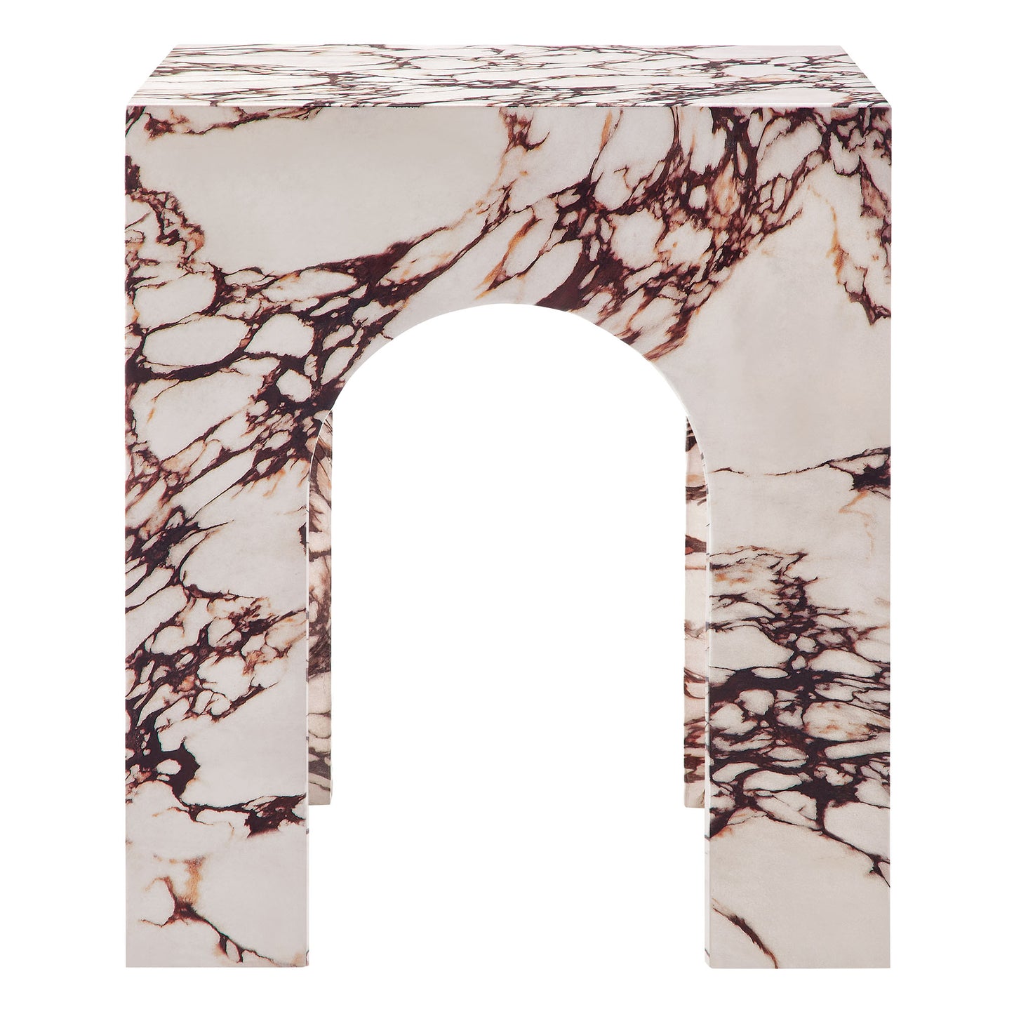Valen Square Indoor - Outdoor Patio Arched Concrete Side Table in Red Marble by Modway (7098)