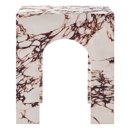Valen Square Indoor - Outdoor Patio Arched Concrete Side Table in Red Marble by Modway (7098)