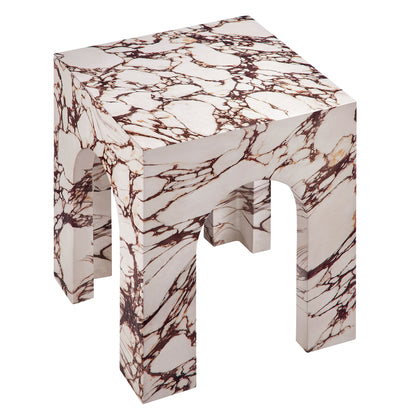 Valen Square Indoor - Outdoor Patio Arched Concrete Side Table in Red Marble by Modway (7098)